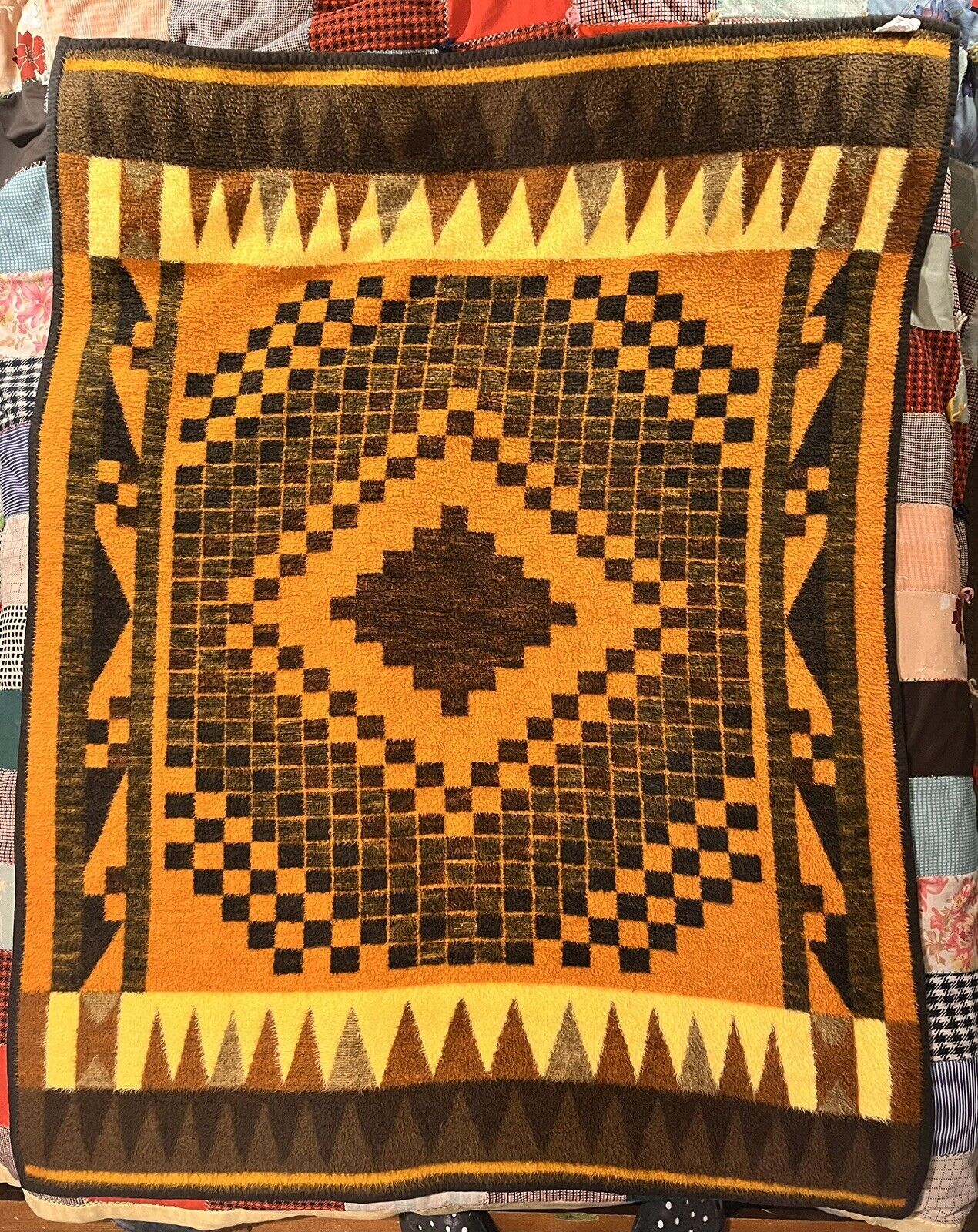 Vintage Biederlack Throw Blanket Aztec Native Southwest 54”x70