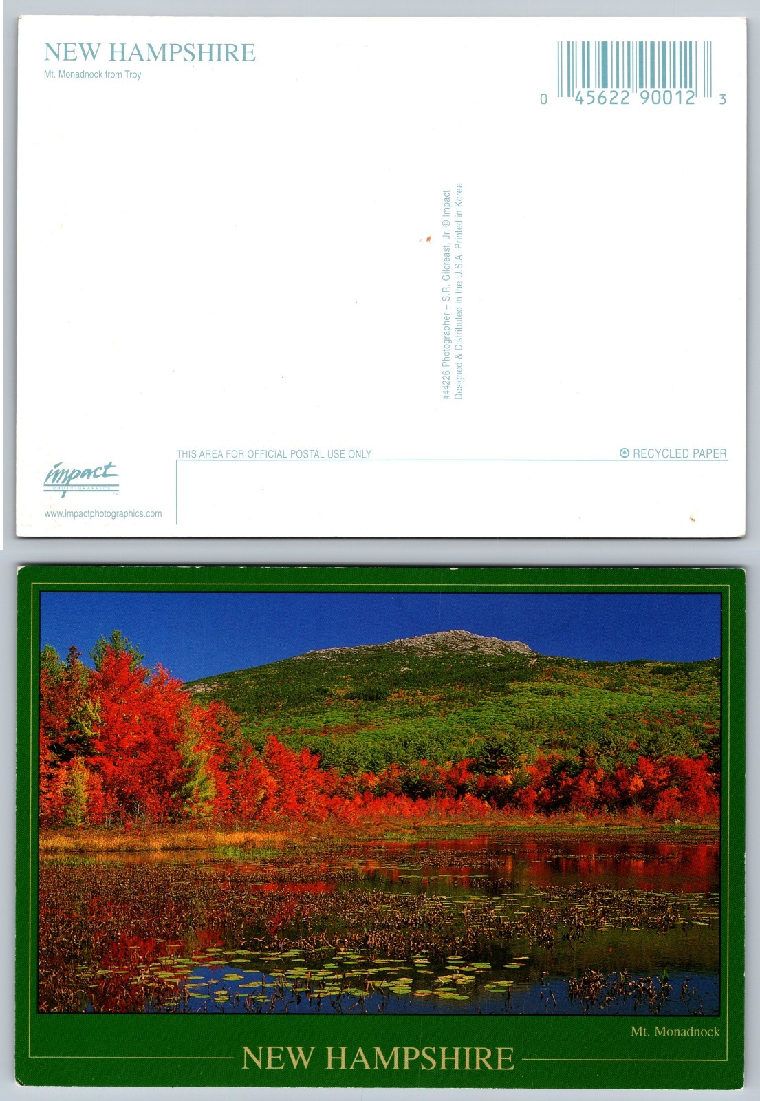 Continental Mt Monadnock New Hampshire Postcard Continental Mt Monadnock New Hampshire Postcard