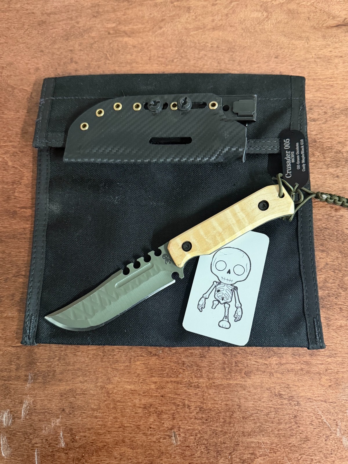 Severed Metal Works Fixed Blade Knife Crusader OD Green Distressed Gunkote Severed Metal Works Fixed Blade Knife Crusader OD Green Distressed Gunkote