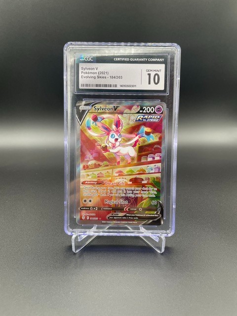 2021 POKÉMON EVOLVING SKIES ULTRA RARE HOLO #184/203 SYLVEON V CGC 10 GEM MINT 2021 POKÉMON EVOLVING SKIES ULTRA RARE HOLO #184/203 SYLVEON V CGC 10 GEM MINT