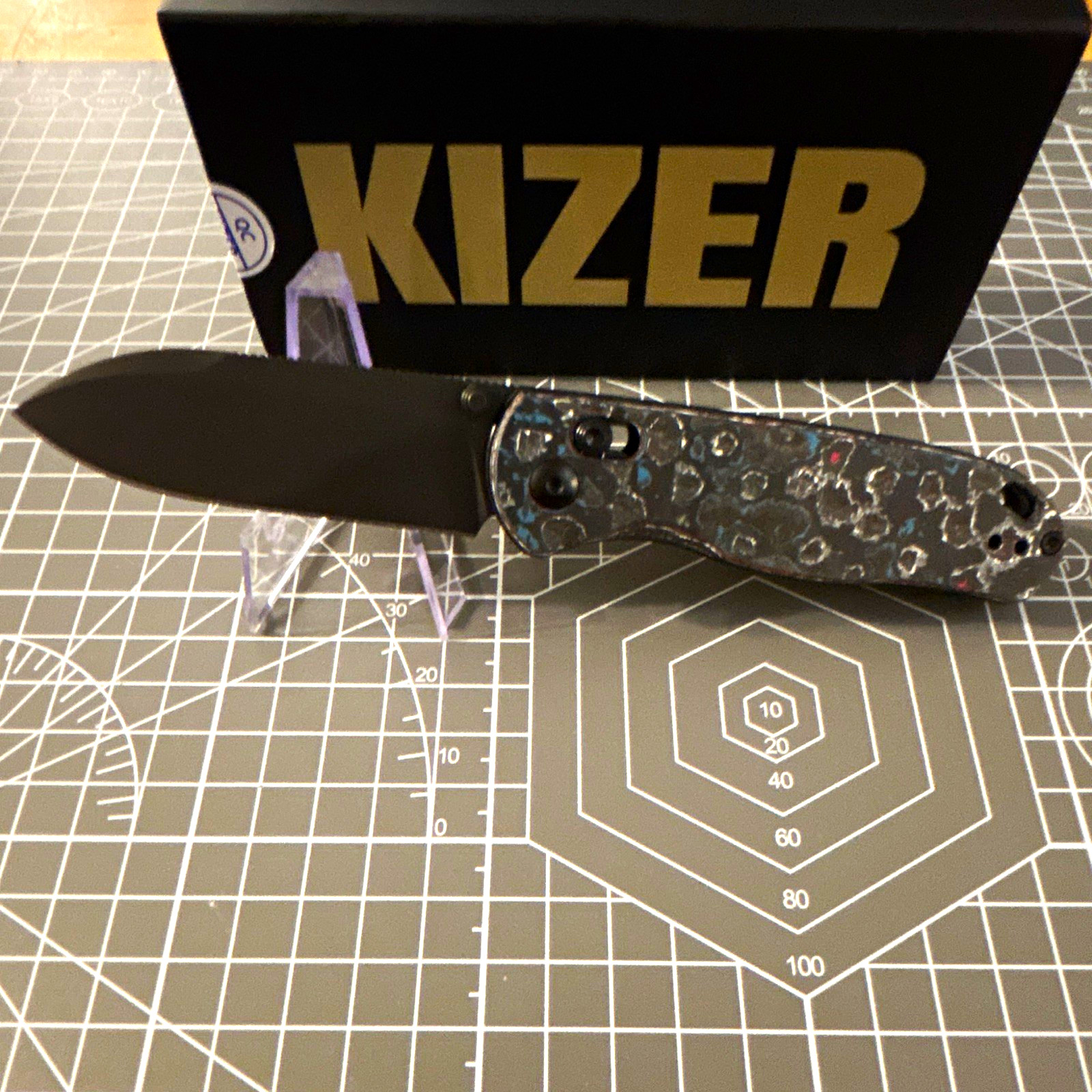 Kizer Drop Bear Pocketknife S45VN DLC Drop Point Nebula Clutch Lock 2.97in