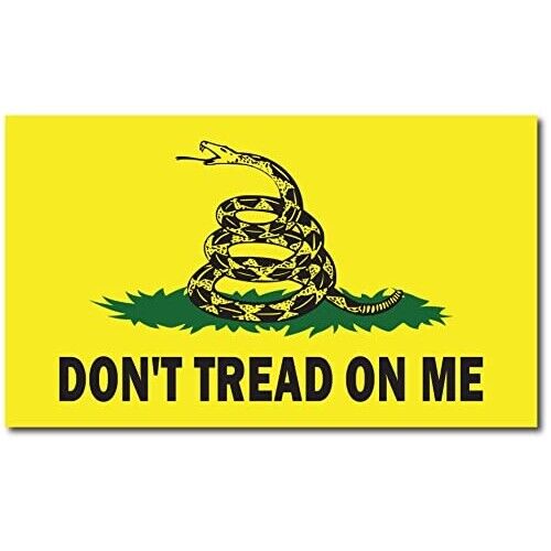 Don't Tread on Me Gadsden Flag Magnet Decal, 7x12 In Yellow, Green and Black