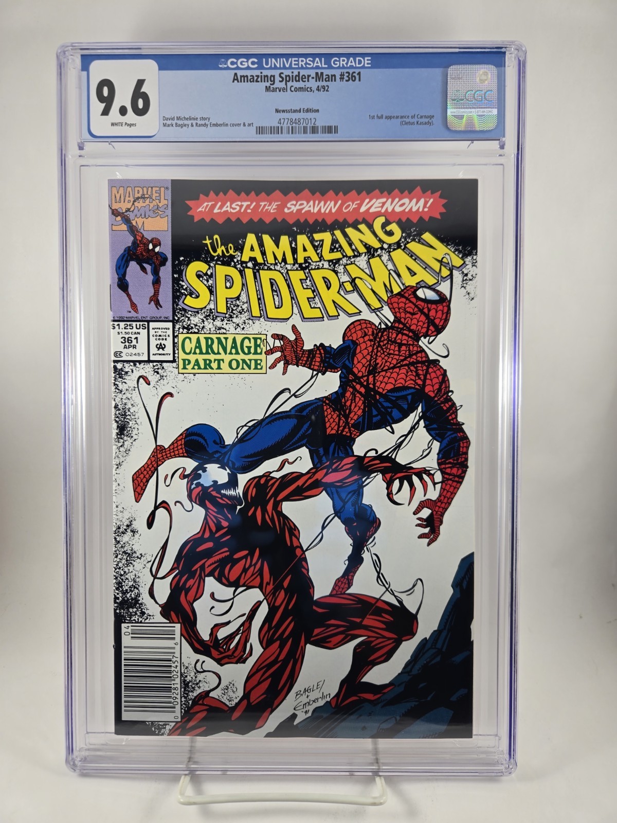 Amazing Spider-Man #361 1st Print ⭐ CGC 9.6 NEWSSTAND ⭐ 1st CARNAGE Marvel 1992 Amazing Spider-Man #361 1st Print ⭐ CGC 9.6 NEWSSTAND ⭐ 1st CARNAGE Marvel 1992
