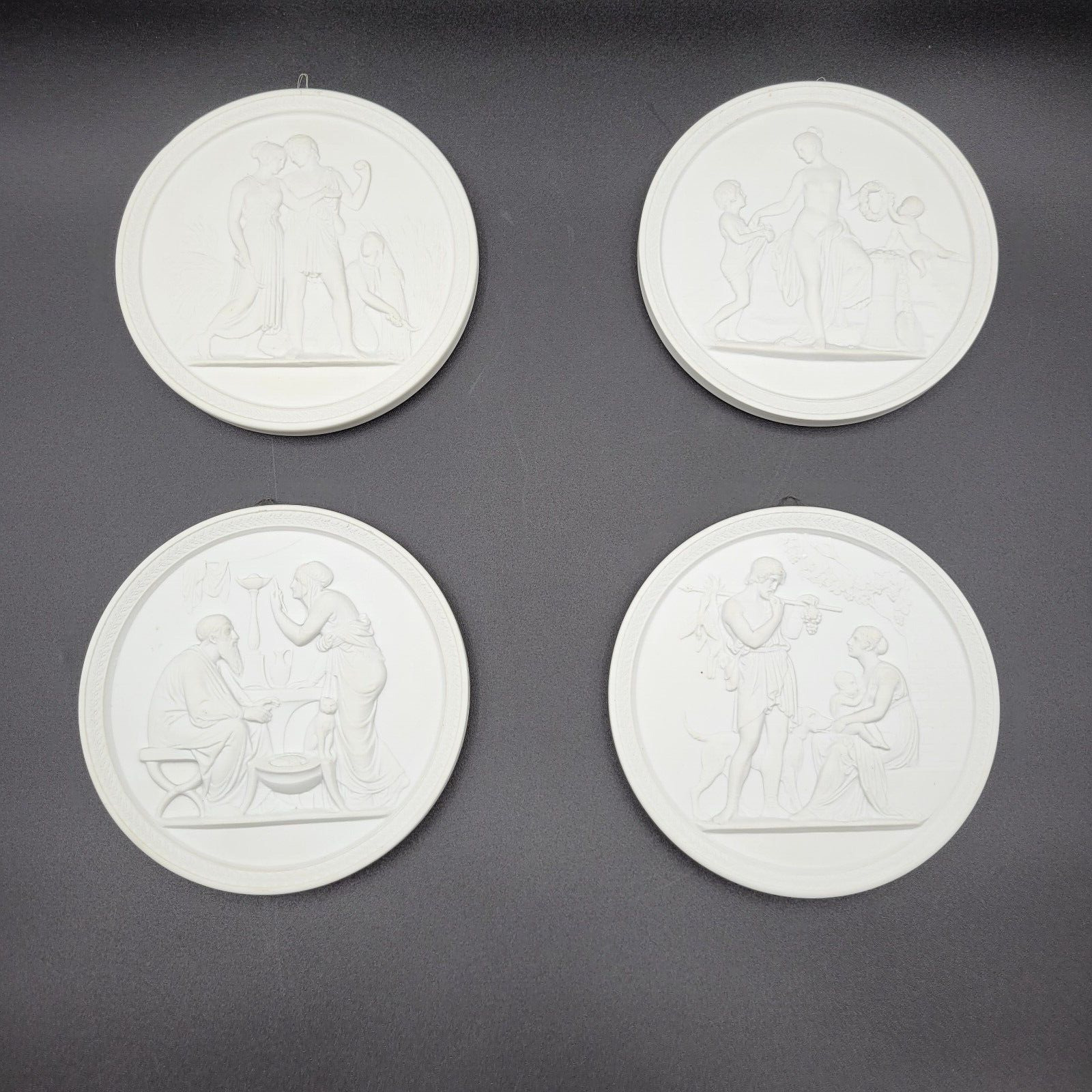 ROYAL COPENHAGEN \'The Four Seasons of Life\' Set of 4 Bisque Porcelain Relief Art