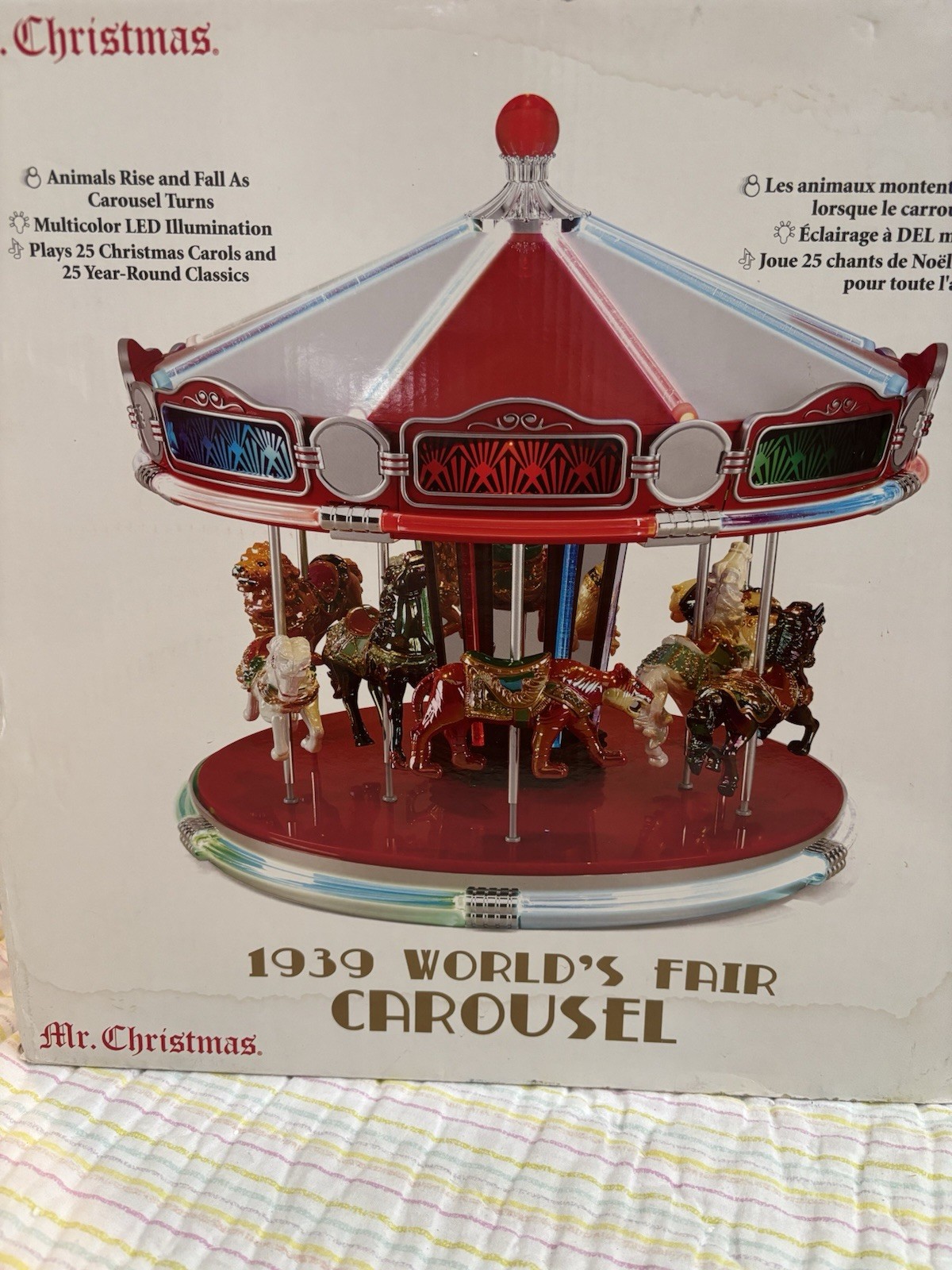Mr. Christmas Animated Musical Carousel-1939 World's Fair Carousel Tested Works Mr. Christmas Animated Musical Carousel-1939 World's Fair Carousel Tested Works