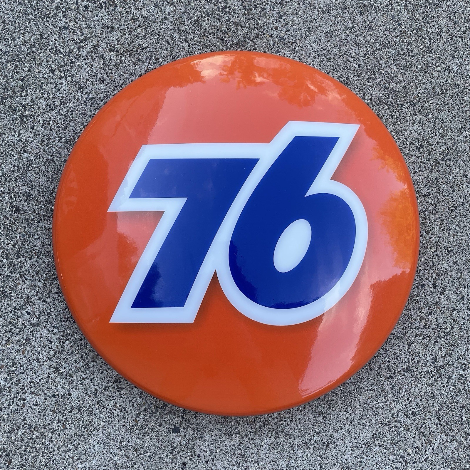 Original Vintage Union 76 Button Sign 17" Gas Station, Oil, Garage Advertising Original Vintage Union 76 Button Sign 17" Gas Station, Oil, Garage Advertising