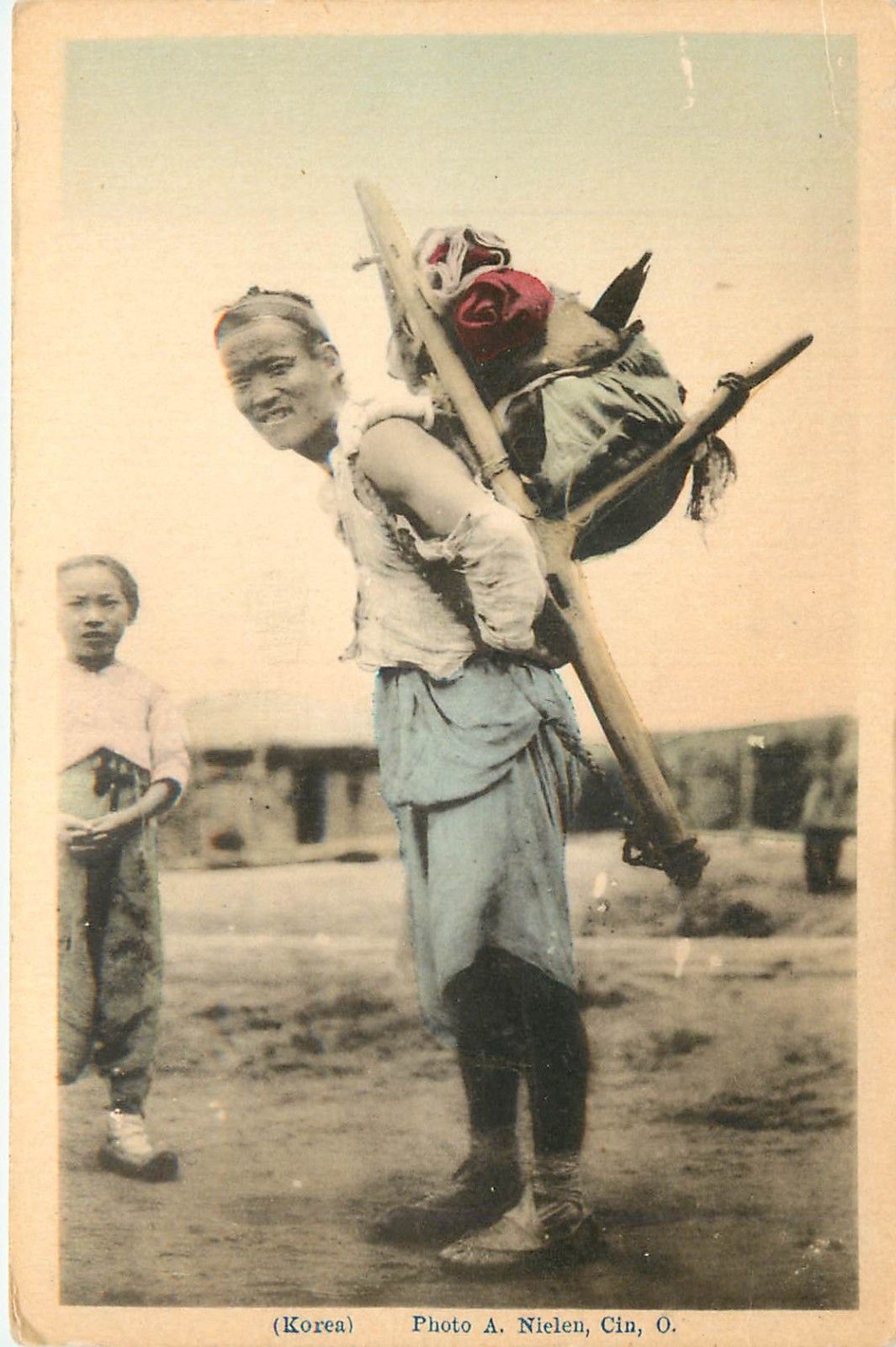 Postcard Korean Man Carrying Wooden Back Pack A Nielen Korea Manchukuo Postcard Korean Man Carrying Wooden Back Pack A Nielen Korea Manchukuo
