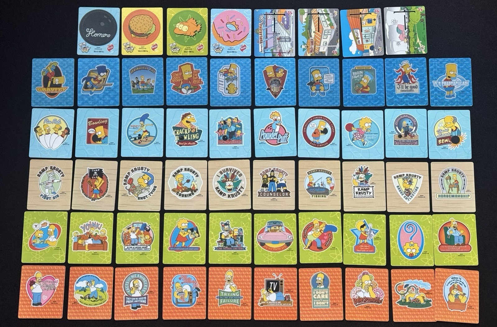 Complete Set 2005 The Simpsons Bowl-A-Rama Tazos – Full Collection Twisties 