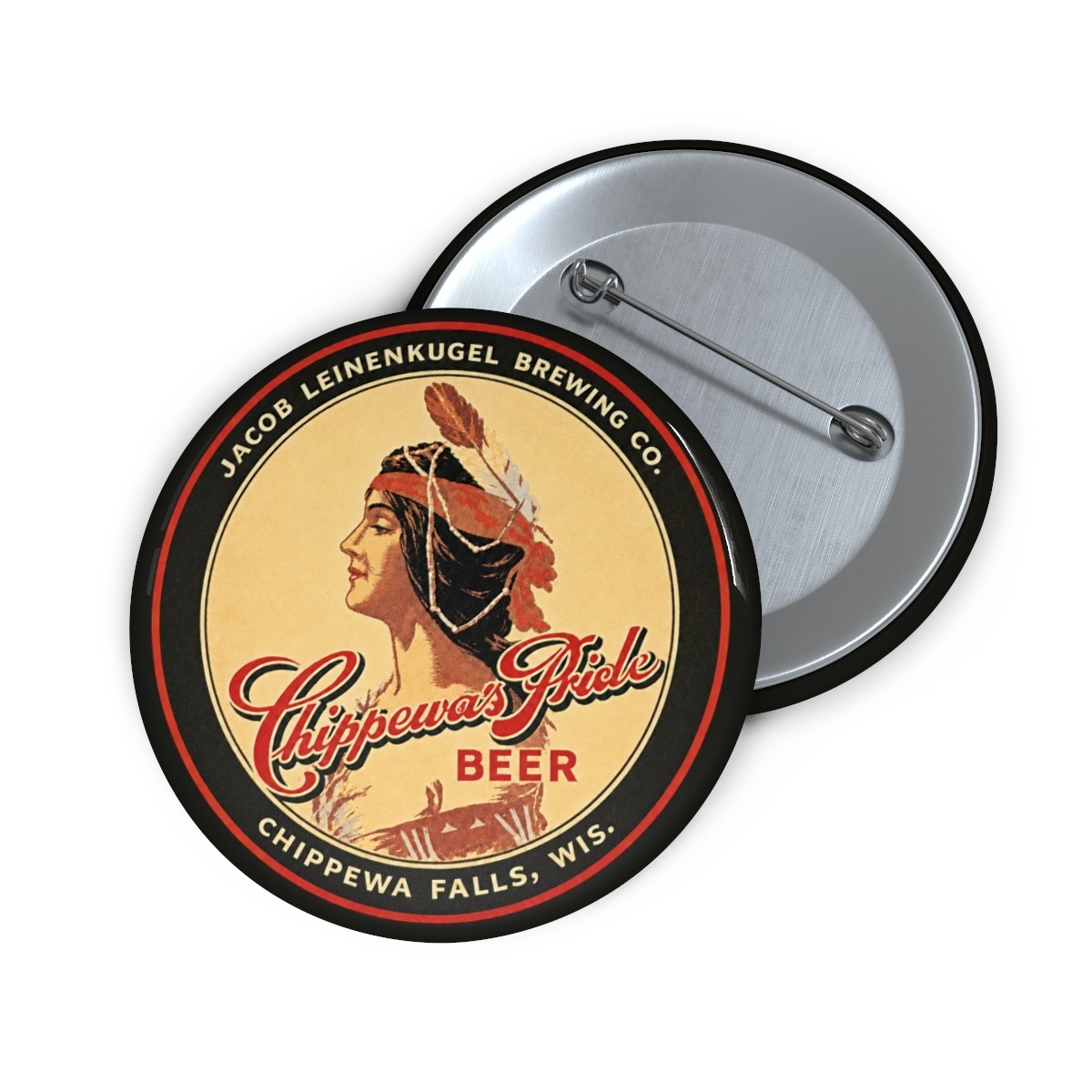 Jacob Leinenkugel Chippewa's Pride WI Beer Pin Retro Breweriana Pinback Button