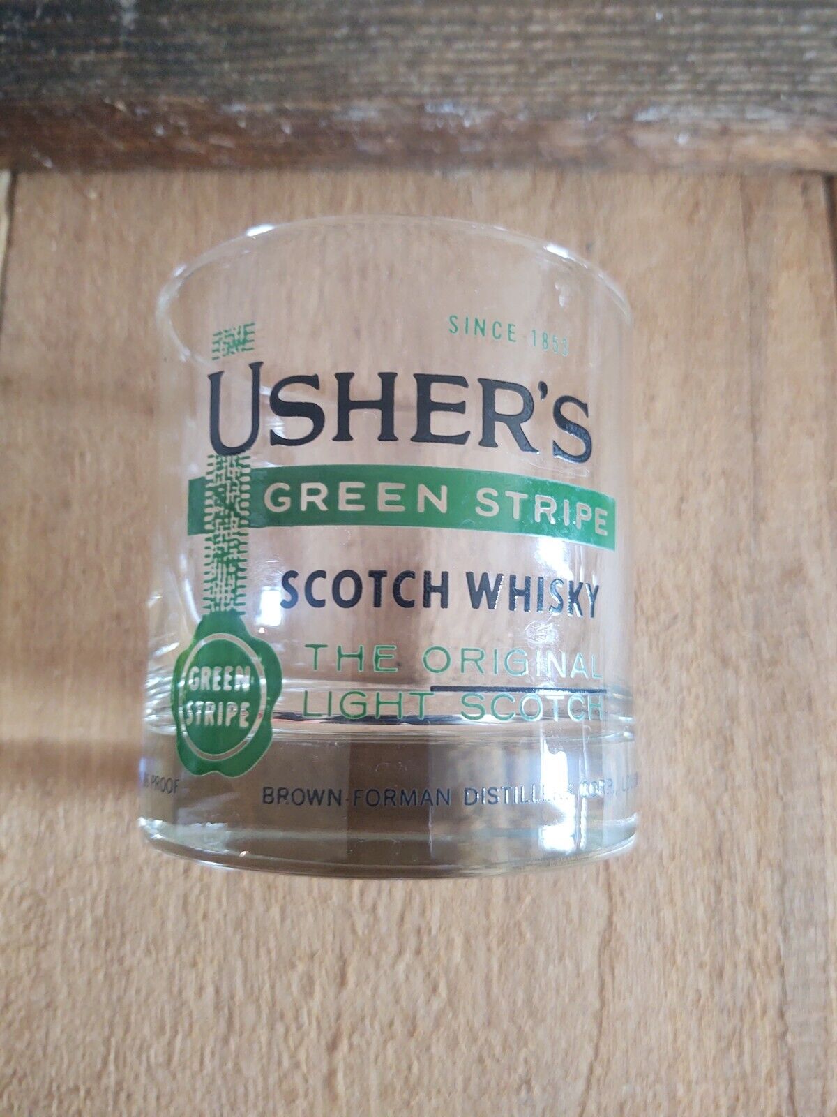 Usher Green stripe scotch whiskey