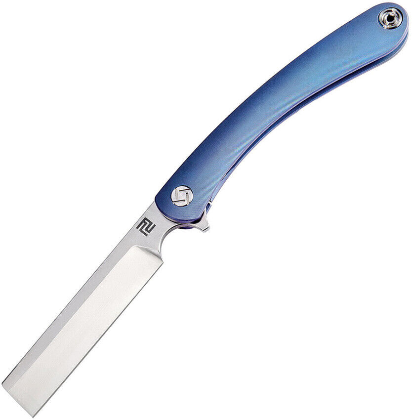 Artisan Cutlery Orthodox Blue Titanium M390 Razor Folding Knife 1817GBUM