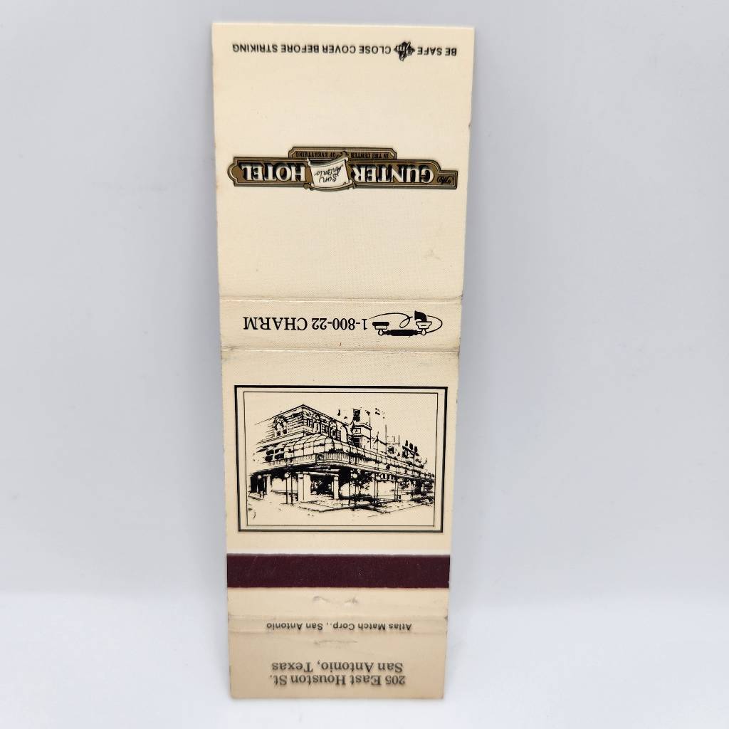 Vintage Matchbook Gunter Hotel San Antonio Texas Ephemera Memorabilia