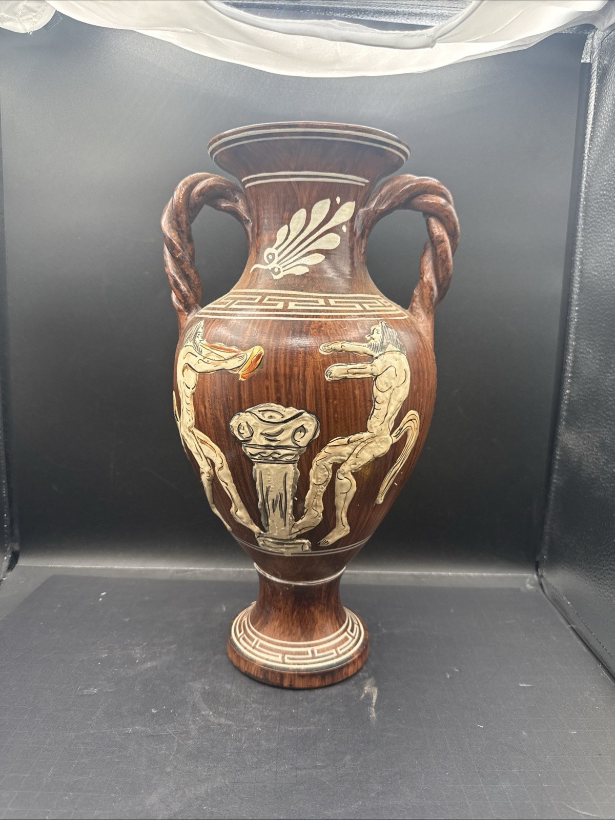 Large Greek Amphora Pottery Vase 16” Mythological Figures Decorative Urn Large Greek Amphora Pottery Vase 16” Mythological Figures Decorative Urn