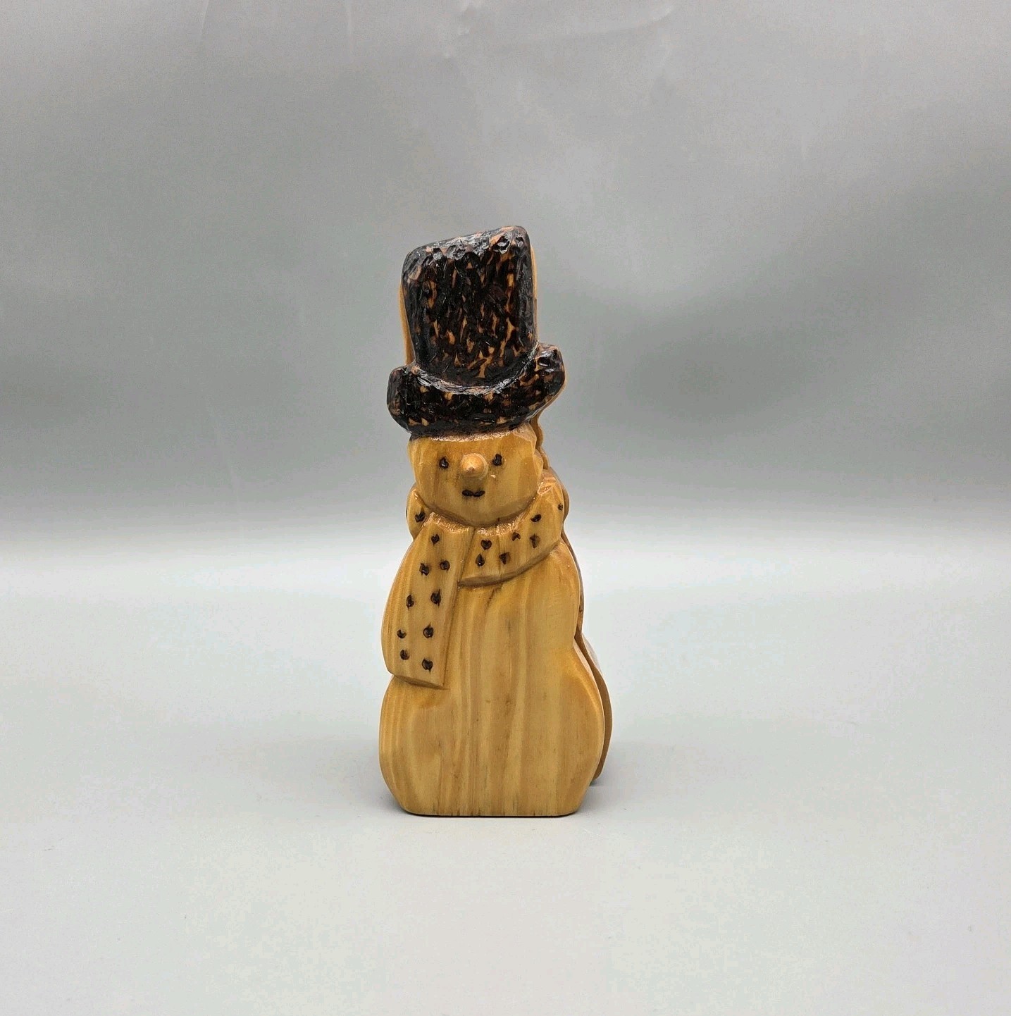 Vintage Hand Carved Wooden Snowman Trinket Jewelry Box Christmas Holiday Lined Vintage Hand Carved Wooden Snowman Trinket Jewelry Box Christmas Holiday Lined