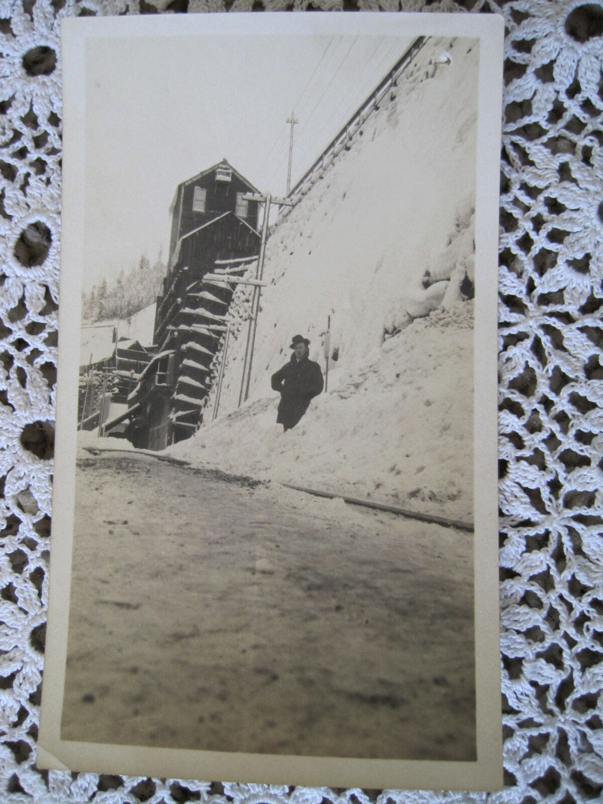  Photo Photograh Bin w Snow Probably Idaho Ida Id Original Antique Sepia