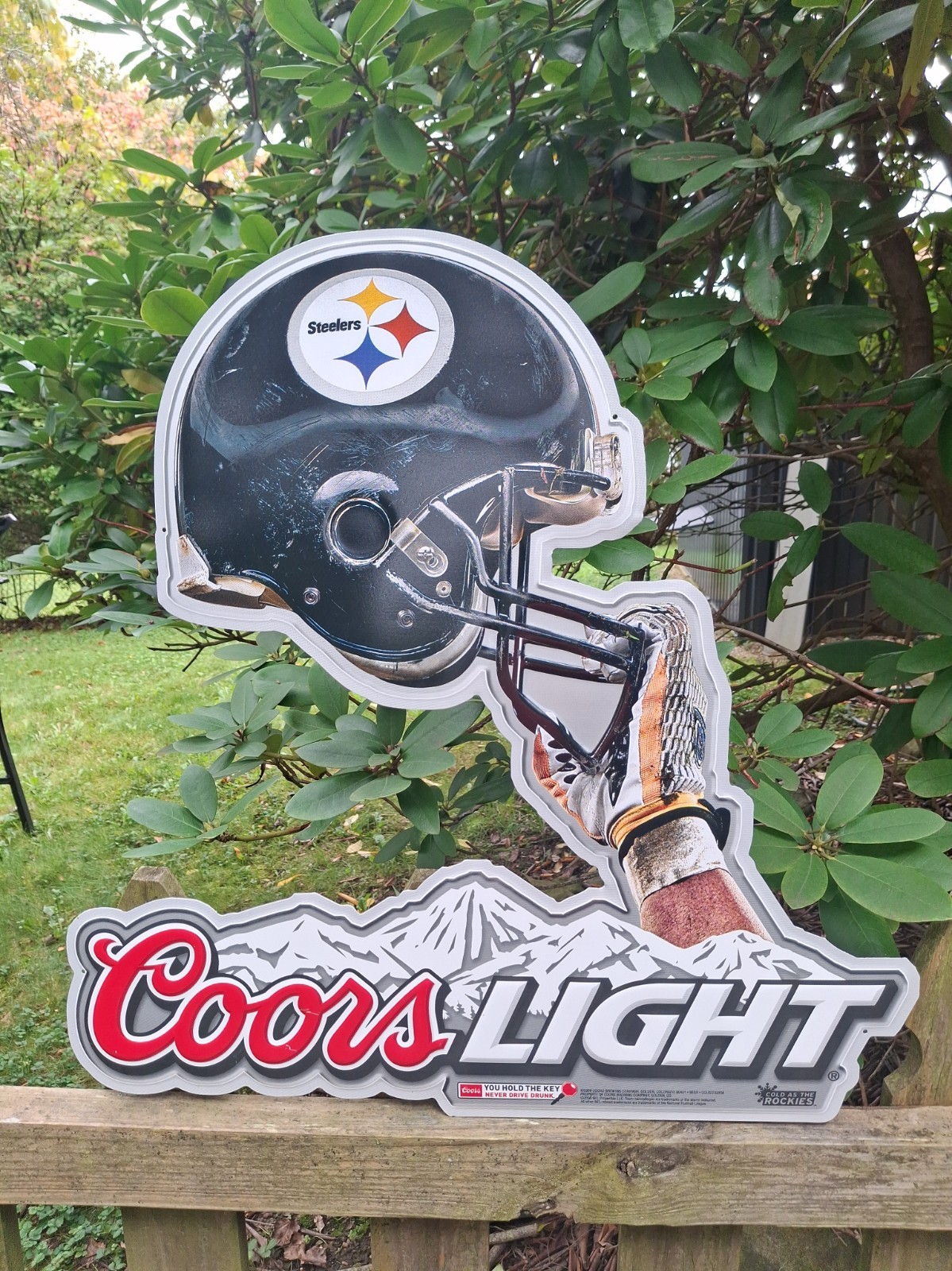 Coors Light Beer + Pittsburgh Steelers  Metal Tin Promotional Bar Sign 2008  23"