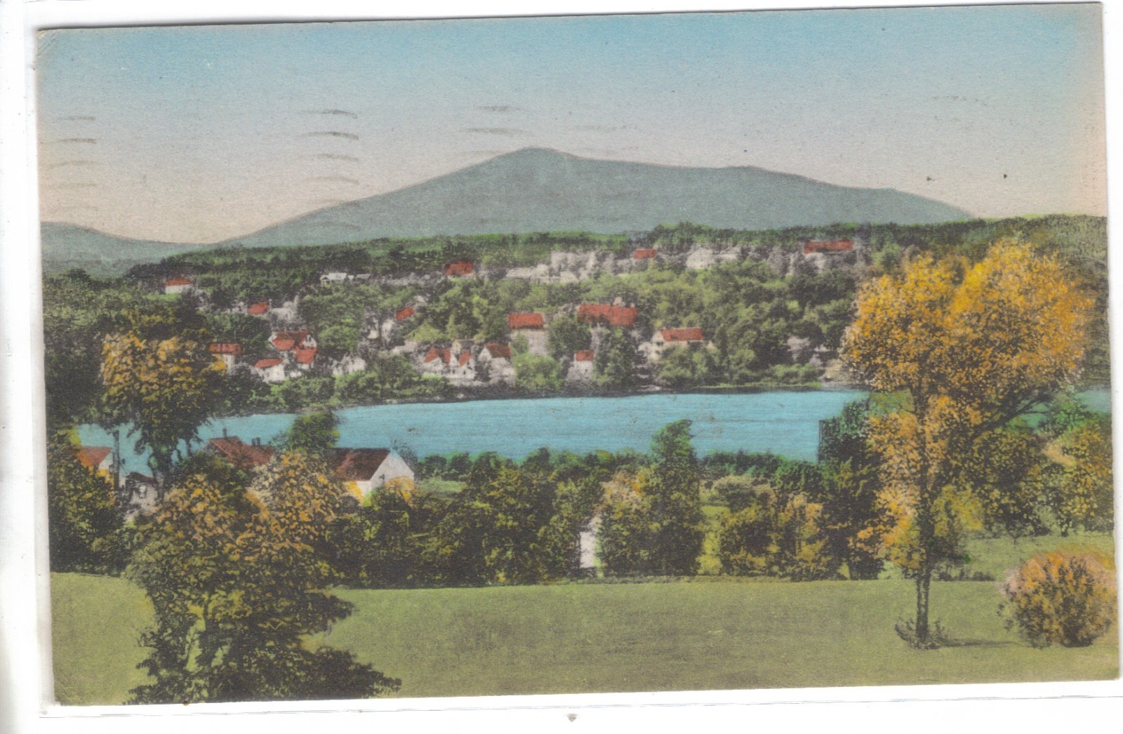 Mt. Monadnock from Toy Town Tavern - Winchendon, Ma. Postcard Hand Colored Mt. Monadnock from Toy Town Tavern - Winchendon, Ma. Postcard Hand Colored