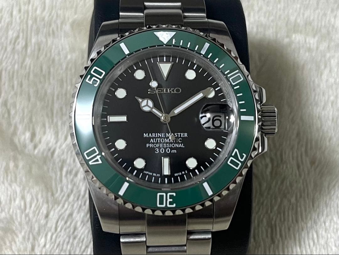 Seiko Marine Master Automatic 300m Diver Watch Green Bezel SS Used