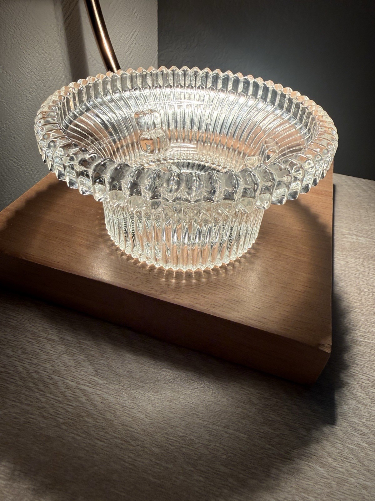 Vintage Indiana Glass Clear Ribbed Fairy Lamp Candle Holder Base ONLY Lancaster Vintage Indiana Glass Clear Ribbed Fairy Lamp Candle Holder Base ONLY Lancaster