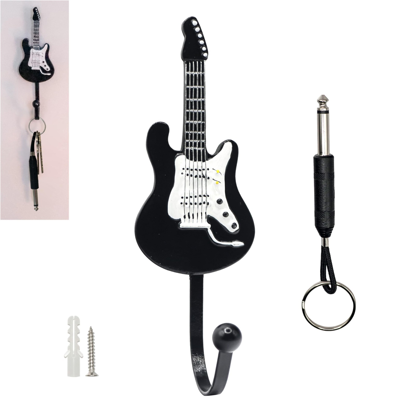 Guitar Shaped Coat Hanger Hook and Amp Plug-in Key Chain for Amplifier Hanger... Guitar Shaped Coat Hanger Hook and Amp Plug-in Key Chain for Amplifier Hanger...