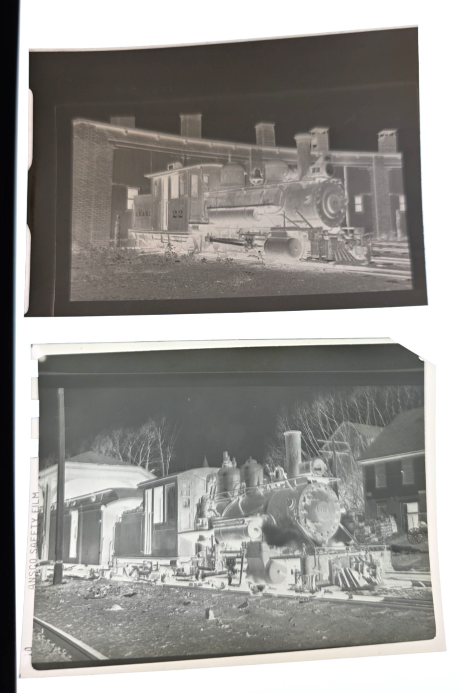 Sandy River & Rangeley Lakes Steam Engine No. 22, No. 10 Copy Negative Lot Of 2 Sandy River & Rangeley Lakes Steam Engine No. 22, No. 10 Copy Negative Lot Of 2