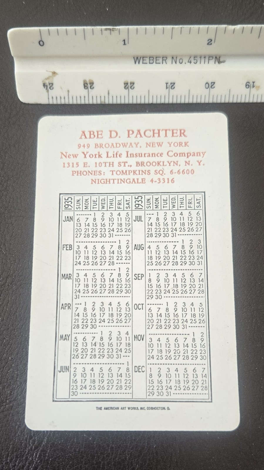 Vintage 1935 Advertising Wallet Calendar Card New York Life Insurance Building Vintage 1935 Advertising Wallet Calendar Card New York Life Insurance Building