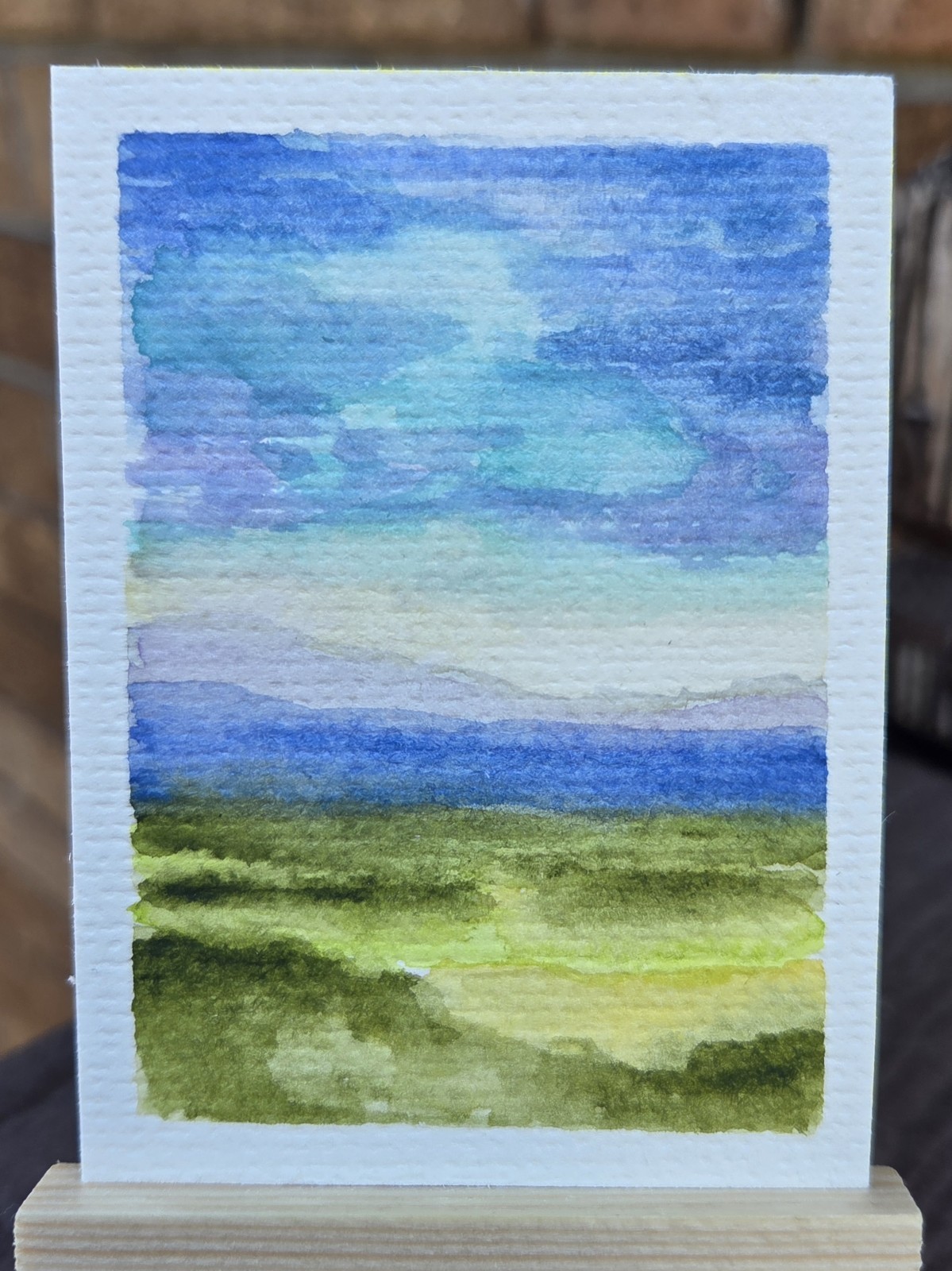 ACEO Original Watercolor Painting Blue Sky Prairie Landscape Mini Art OOAK ACEO Original Watercolor Painting Blue Sky Prairie Landscape Mini Art OOAK