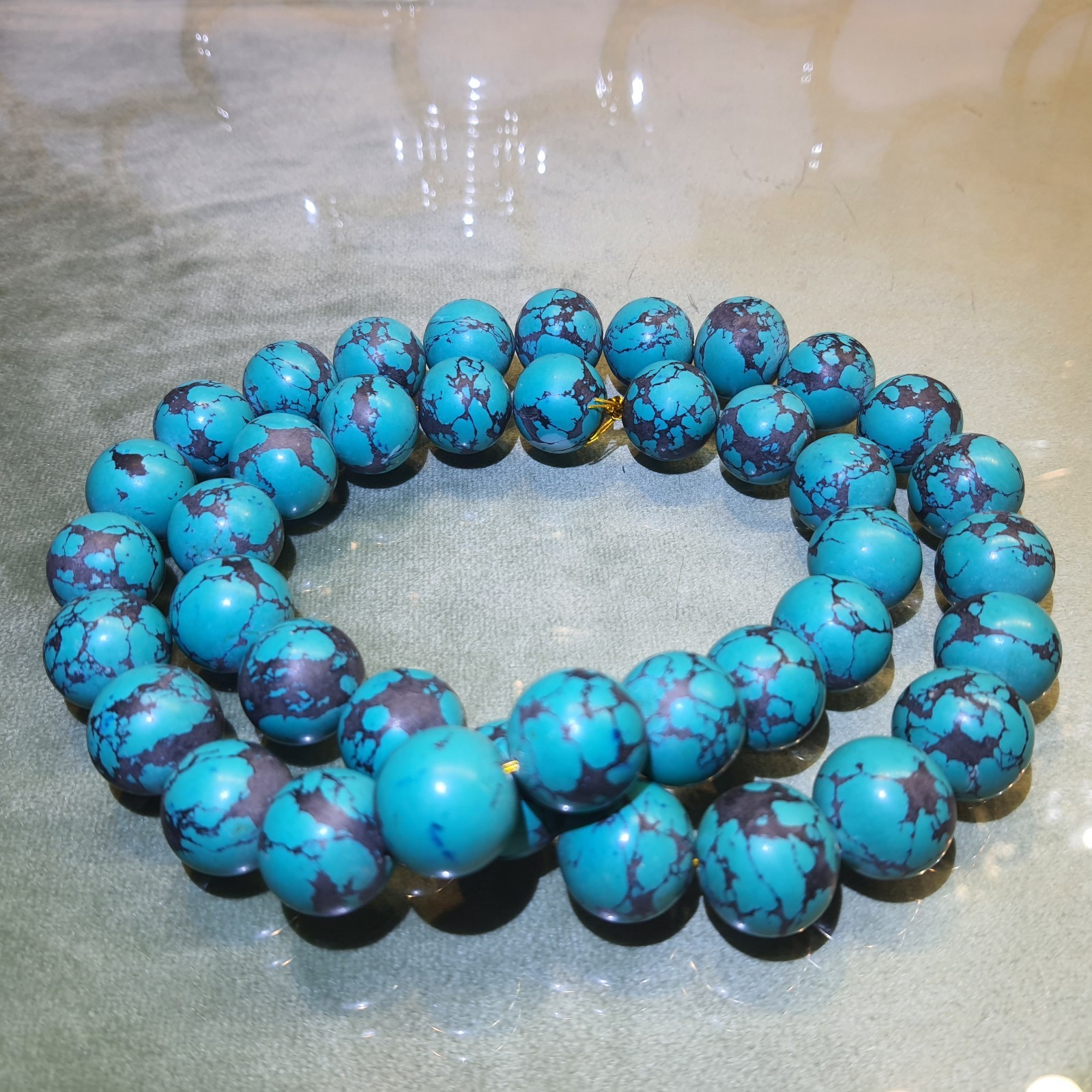 Vintage Large NATURAL TURQOISE Feroza Firoza Necklace Rosary Beads Tasbih 250g