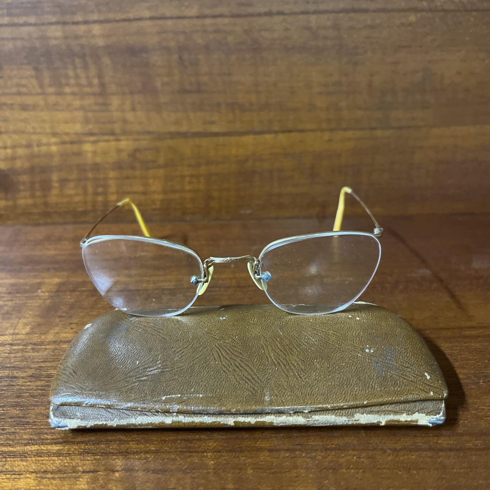Vintage American Optical AO Numont Ful-Vue 1/10 12K GF Rimless Eyeglasses w/Case