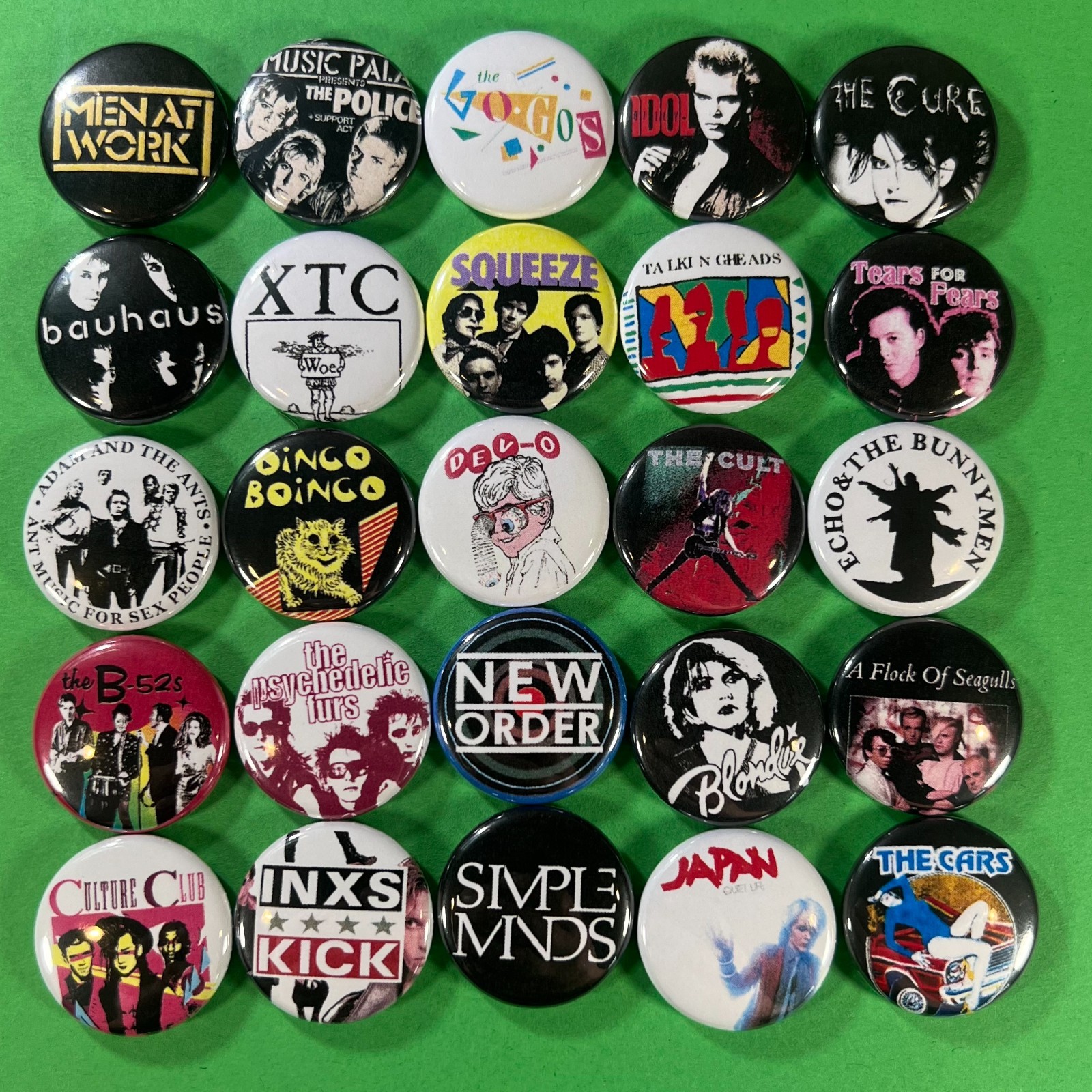 New Wave Rock 1" Pinback Button Set (Includes all 25 Pins) 80s Pop Classic Rock New Wave Rock 1" Pinback Button Set (Includes all 25 Pins) 80s Pop Classic Rock