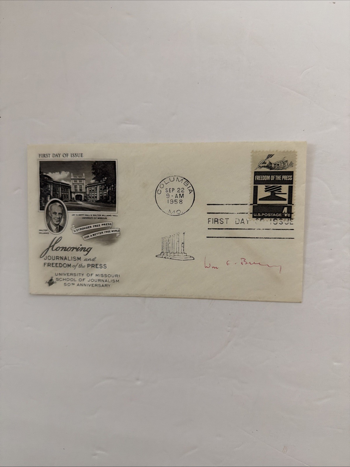 William F. Buckley Jr. SIGNED Journalism Freedom Of Press First Day Cover 1958 William F. Buckley Jr. SIGNED Journalism Freedom Of Press First Day Cover 1958