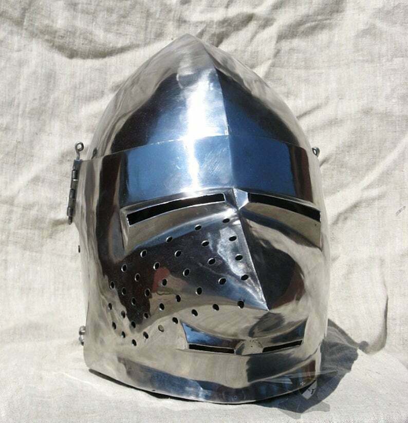 SCA HNB Helmet Steel Medieval Combat Bascinet Helmet Pig Face Helmet SCA HNB Helmet Steel Medieval Combat Bascinet Helmet Pig Face Helmet
