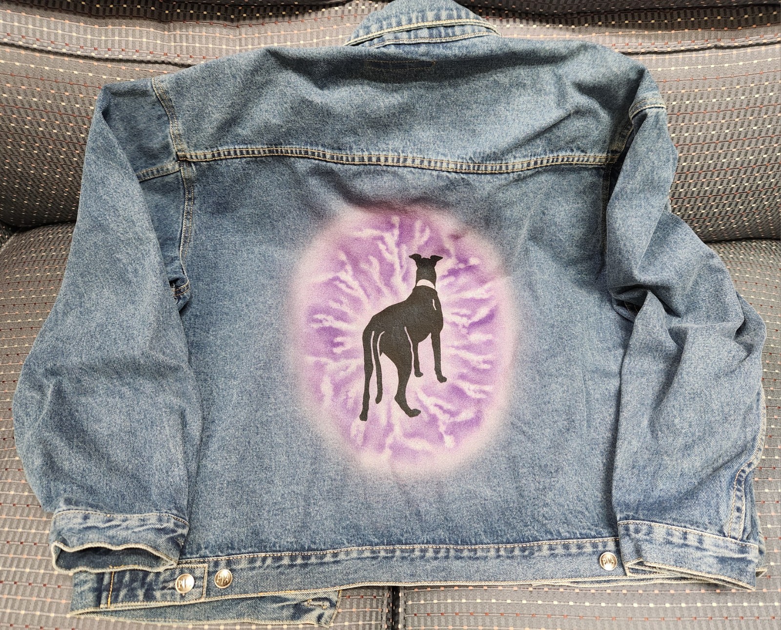 Port Authority Denim Jacket with Greyhound Dog Design - XL Port Authority Denim Jacket with Greyhound Dog Design - XL