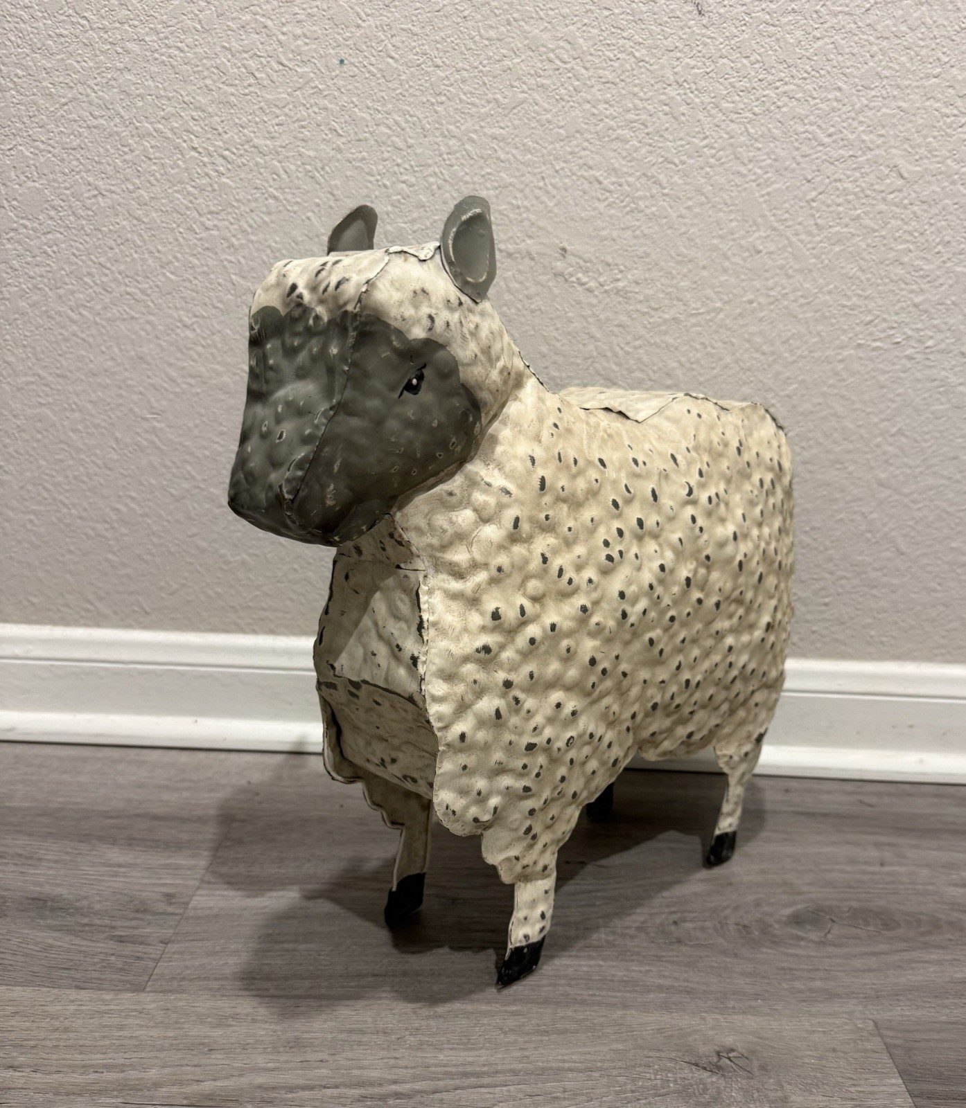 Vintage Large Metal Folk Art Sheep Figurine, Sculpture Metal Art Display Piece
