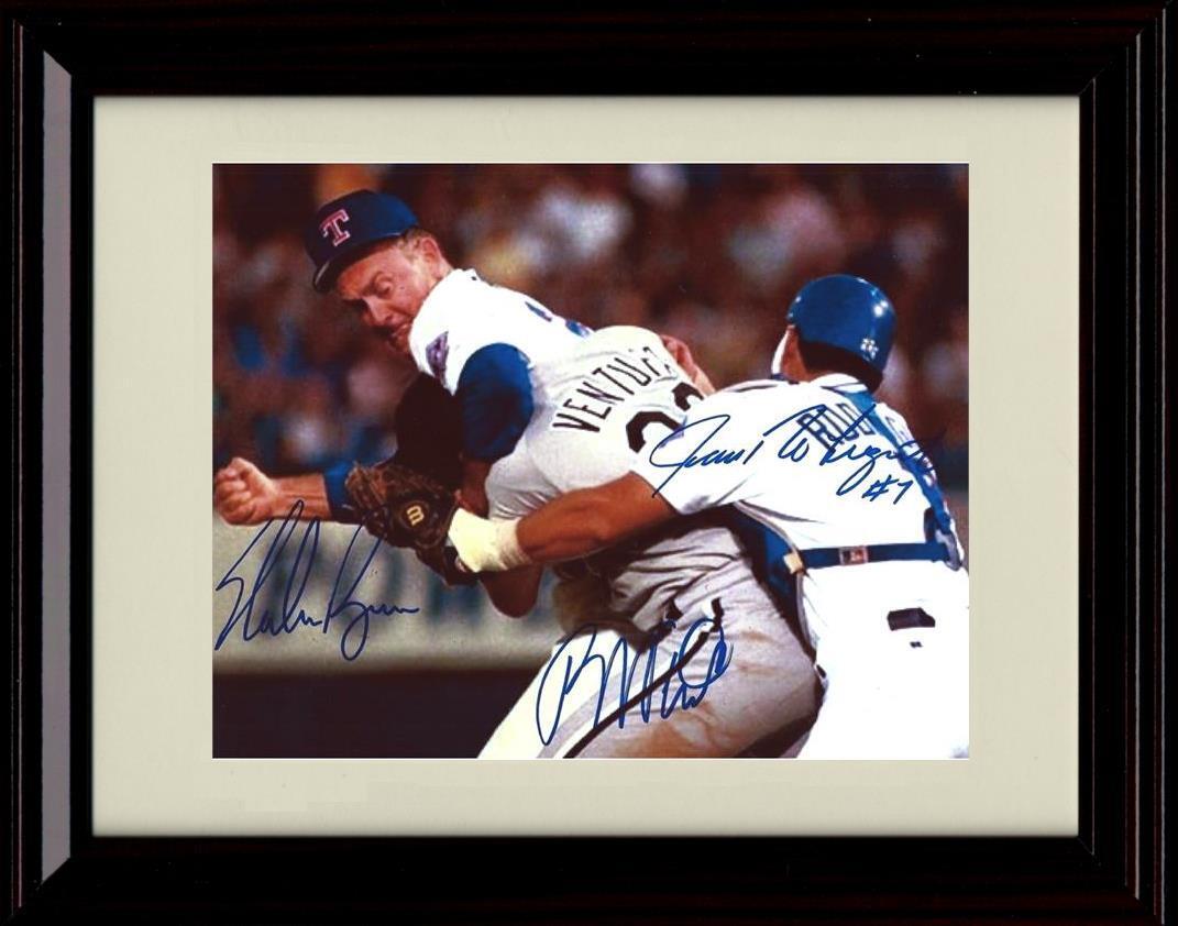 Framed 8x10 Nolan Ryan and Robin Ventura - The Fight - Texas Rangers Autograph