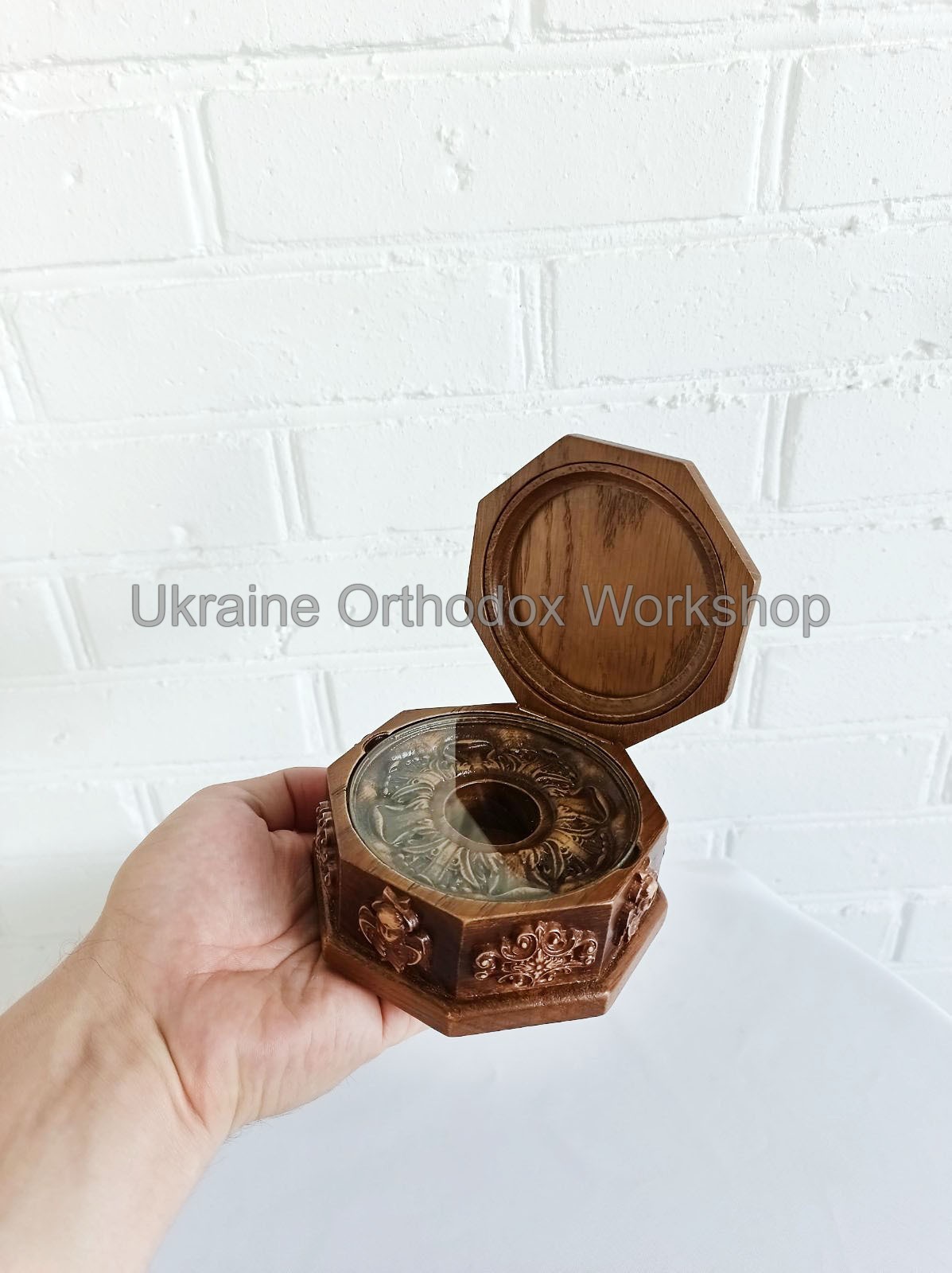 Reliquary Box Orthodox Carved Wooden 3.93" Reliquary Box Orthodox Carved Wooden 3.93"