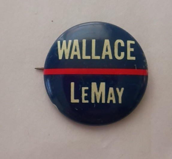 Vintage 1968 George Wallace Curtis LeMay Campaign Pin Button Pinback President Vintage 1968 George Wallace Curtis LeMay Campaign Pin Button Pinback President