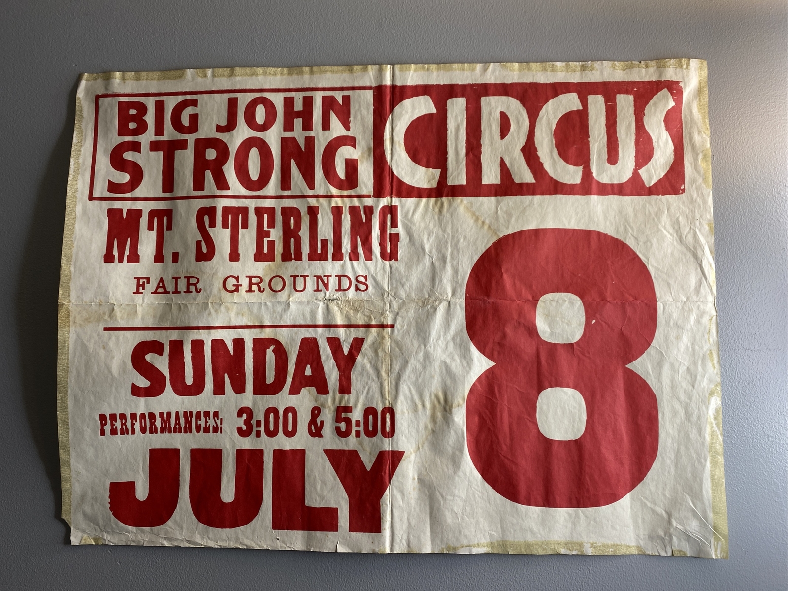 Vtg Big John String Circus Mt Sterling Fairgrounds Poster 32x38" Vtg Big John String Circus Mt Sterling Fairgrounds Poster 32x38"