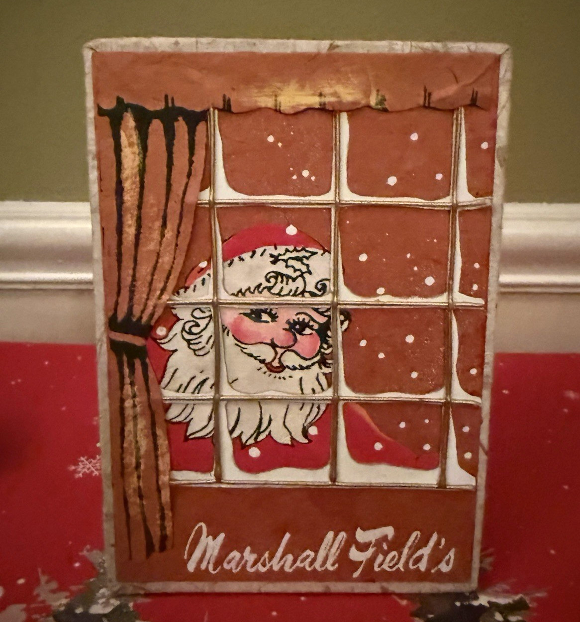 Ultra Rare Marshall Fields Santa Gift Box 7" x 5" Ultra Rare Marshall Fields Santa Gift Box 7" x 5"