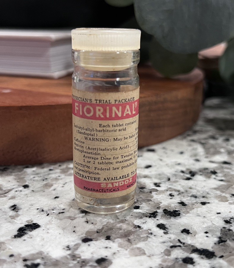 Sandoz Fiorinal EMPTY VINTAGE Barbiturate Medicine Sample Bottle RARE Pharma Sandoz Fiorinal EMPTY VINTAGE Barbiturate Medicine Sample Bottle RARE Pharma