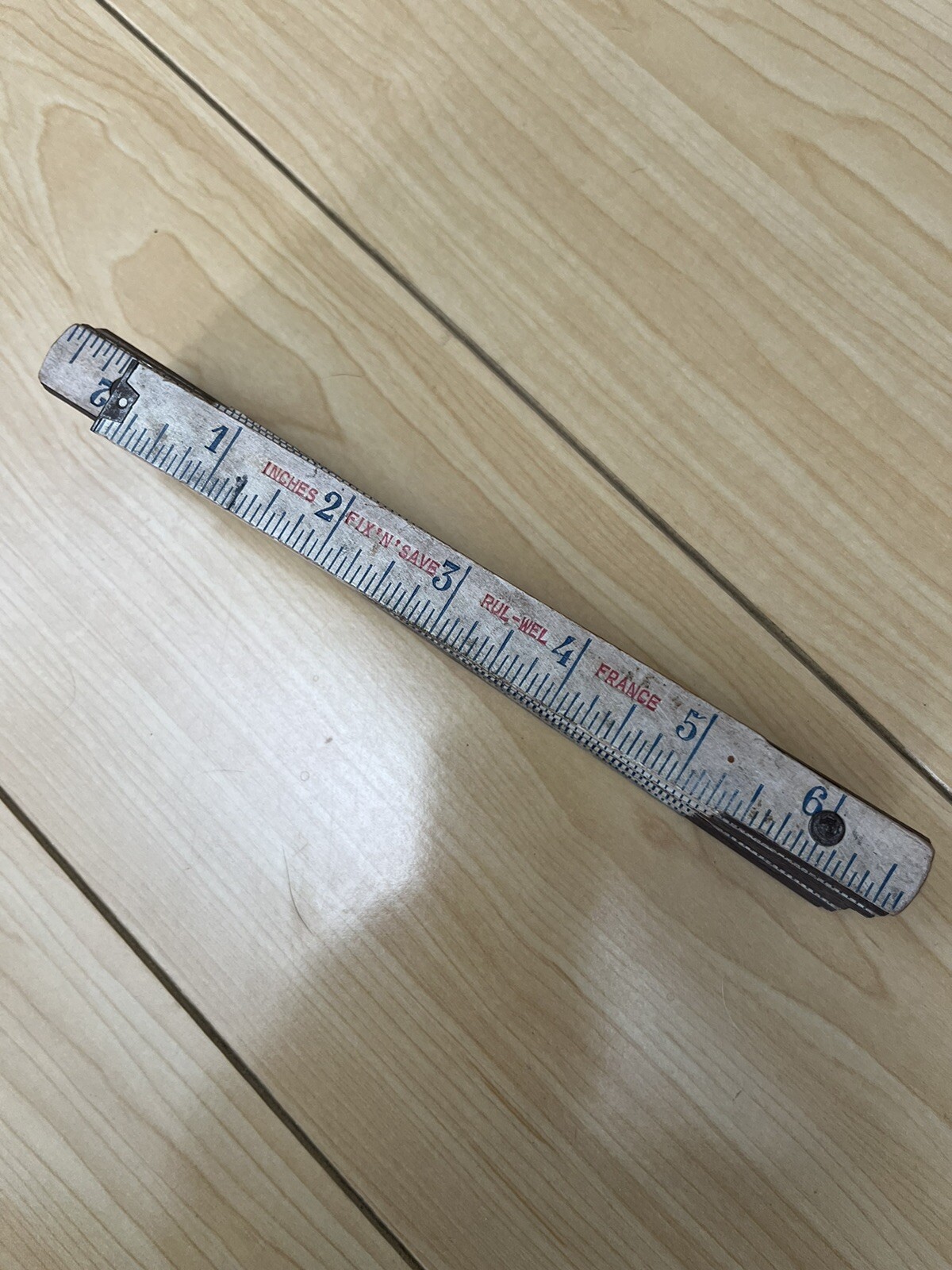 Vintage Folding Wooden Ruler Inches Fix N Save Rul-Wel Made In France Vintage Folding Wooden Ruler Inches Fix N Save Rul-Wel Made In France