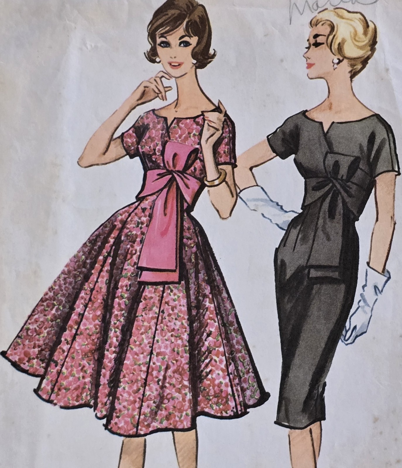 Rare McCall's 5024, Misses Dress w/ Full or Slim Skirt ca. 1959. Used, S14/B34. Rare McCall's 5024, Misses Dress w/ Full or Slim Skirt ca. 1959. Used, S14/B34.