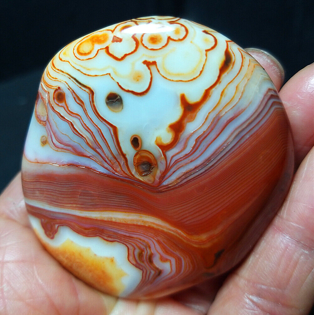 TOP 79G Natural Polished Silk Banded Lace Agate Crystal Madagascar B278