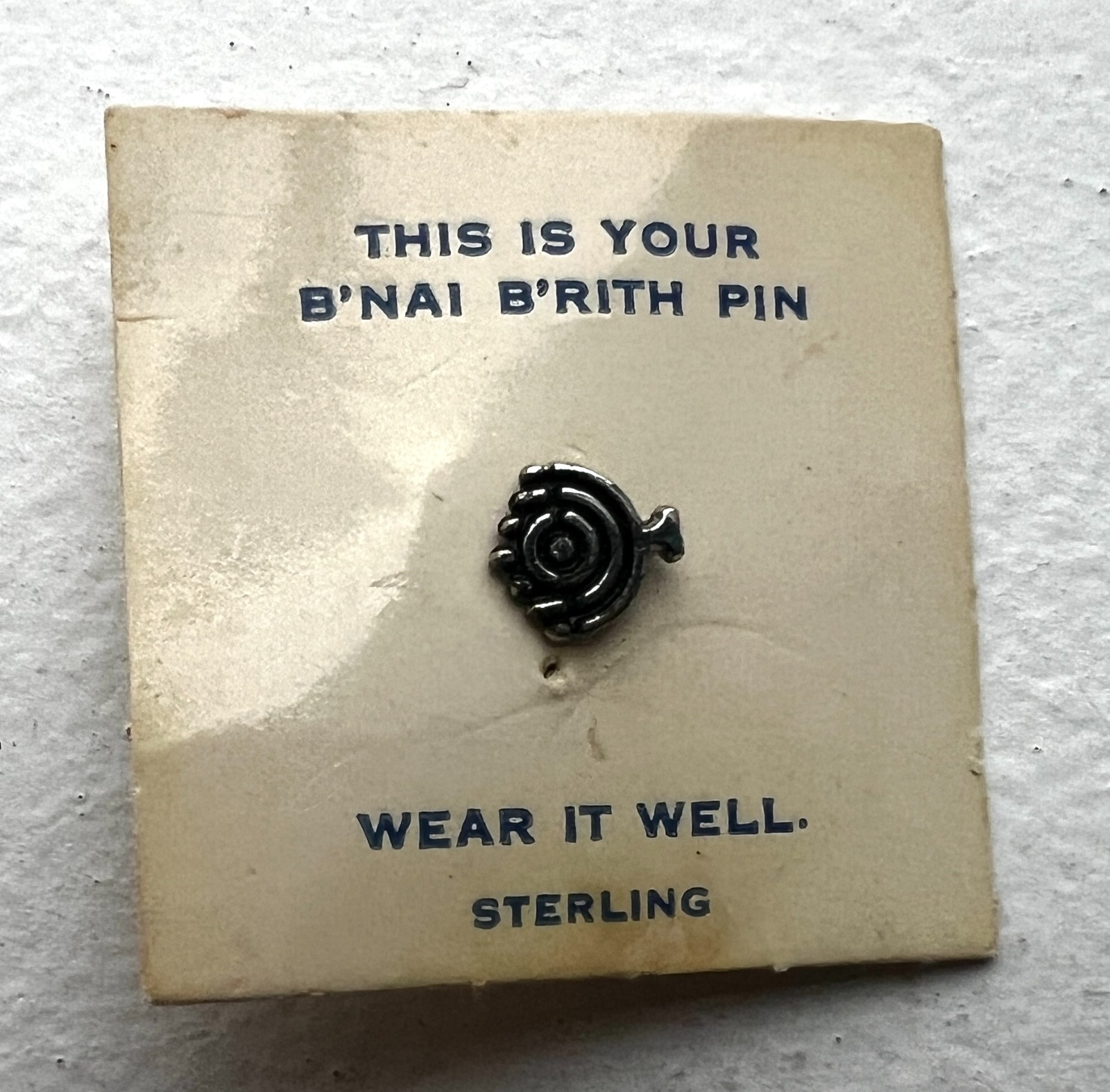Vintage B’nai B’rith Sterling Silver Lapel Pin Judaica Original Card Vintage B’nai B’rith Sterling Silver Lapel Pin Judaica Original Card