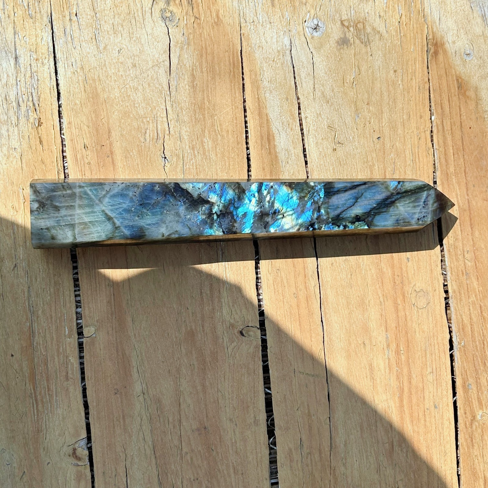 3LB Natural labradorite quartz obelisk crystal wand point healing C3077 3LB Natural labradorite quartz obelisk crystal wand point healing C3077