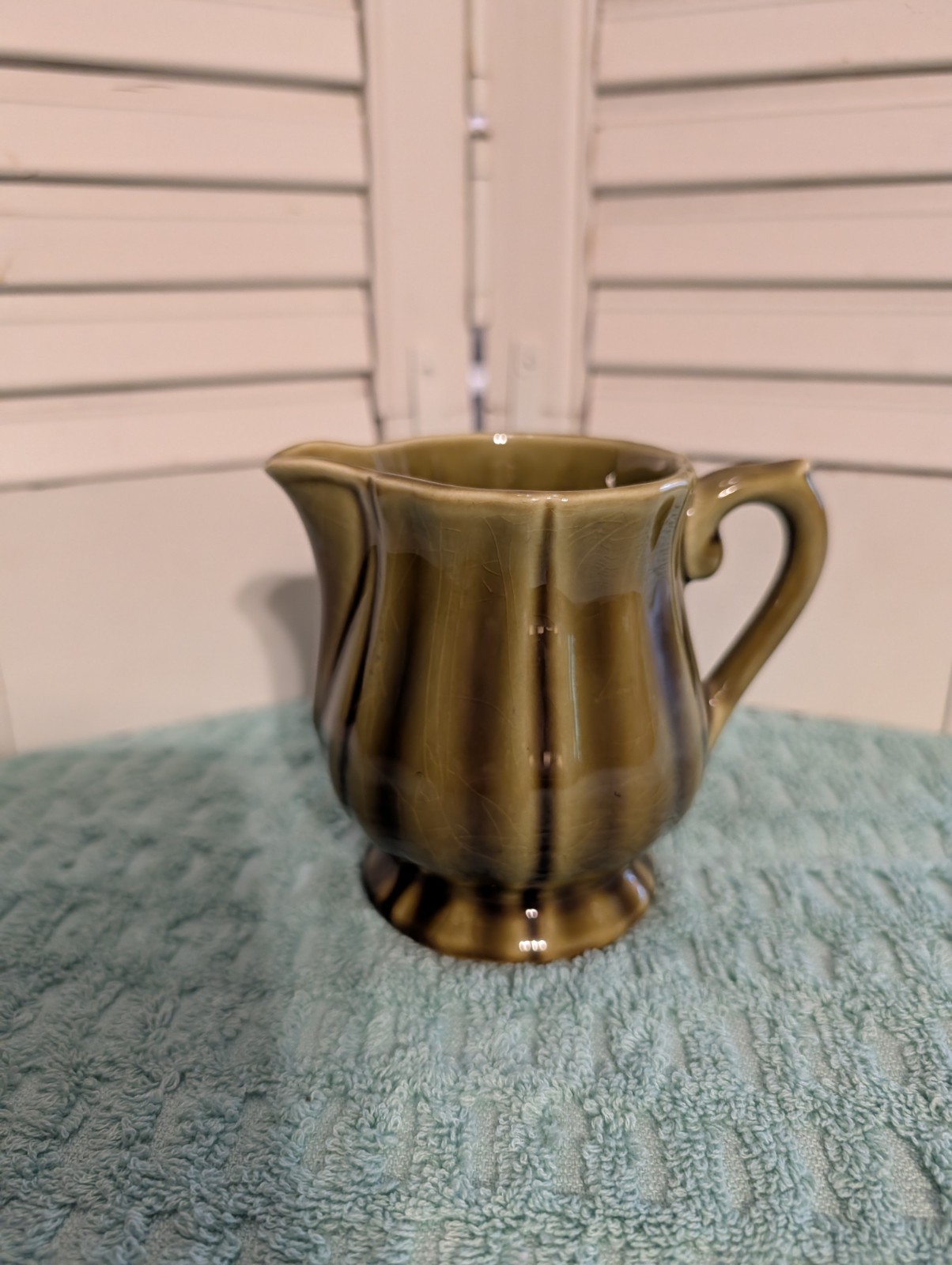 Vintage Cream Pitcher, Small, VGC, Green, Made In France Vintage Cream Pitcher, Small, VGC, Green, Made In France