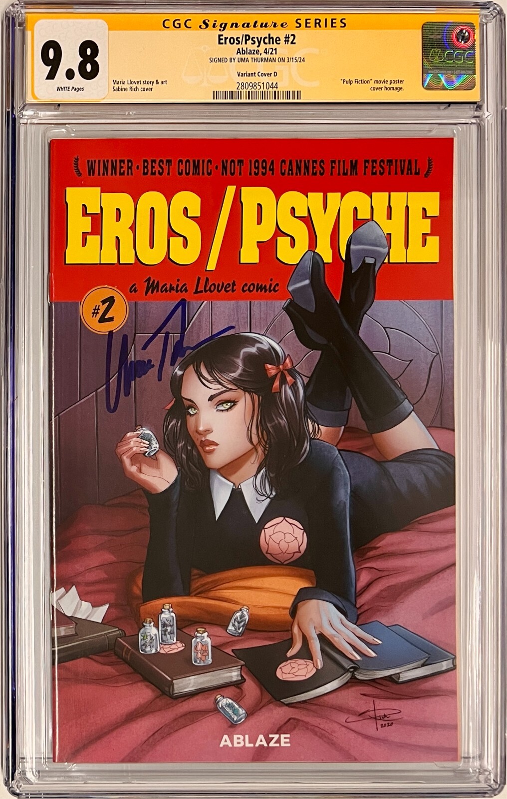 CGC Signature Series Graded 9.8 Uma Thurman Signed Eros/Psyche #2 Variant D CGC Signature Series Graded 9.8 Uma Thurman Signed Eros/Psyche #2 Variant D