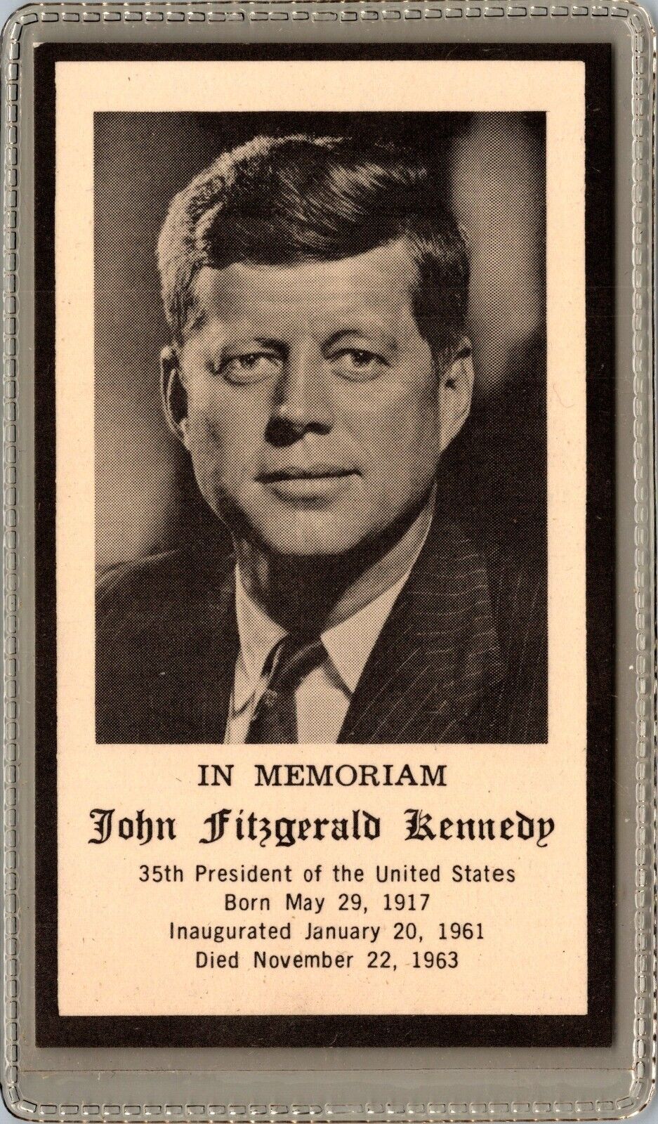 President John Fitzgerald Kennedy JFK  Vintage Funeral Prayer Card