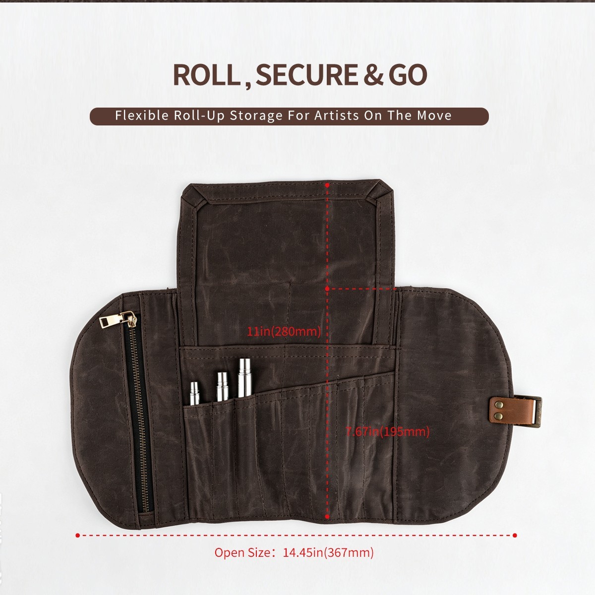 Waxed Canvas Artist Roll Case | Portable Brush & Tool Organizer Waxed Canvas Artist Roll Case | Portable Brush & Tool Organizer