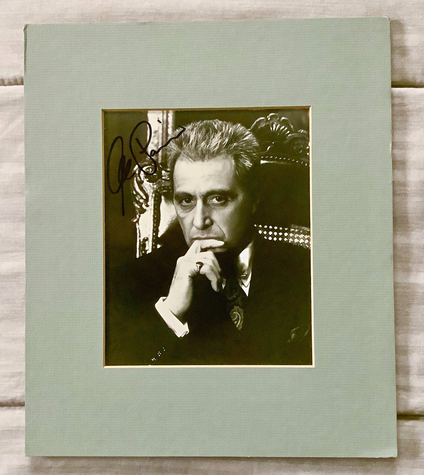 AL PACINO Signed Photo w/Sage Green Matte 11”x13” (photo 6.25”x7.75”) Godfather AL PACINO Signed Photo w/Sage Green Matte 11”x13” (photo 6.25”x7.75”) Godfather
